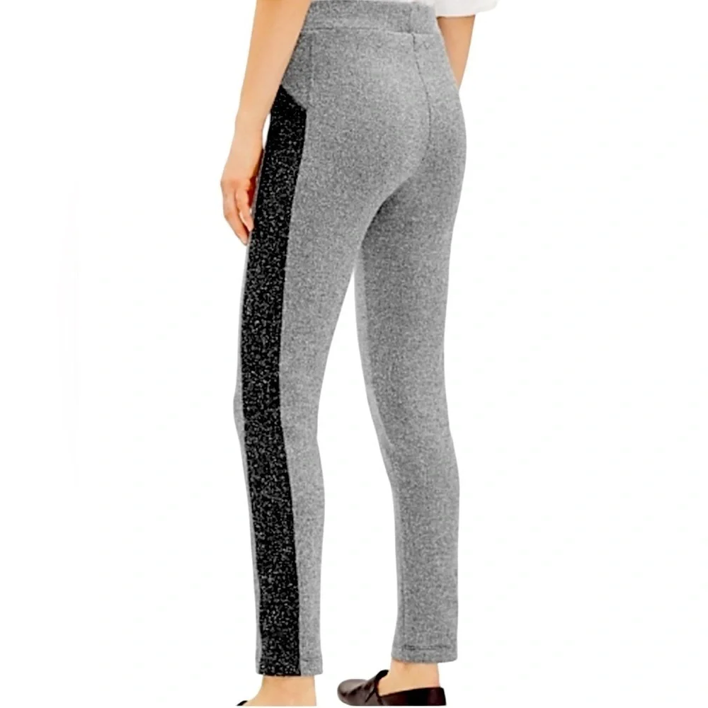 Eileen Fisher Charcoal & Black Stretch Tweed Knit Ankle Legging Pant